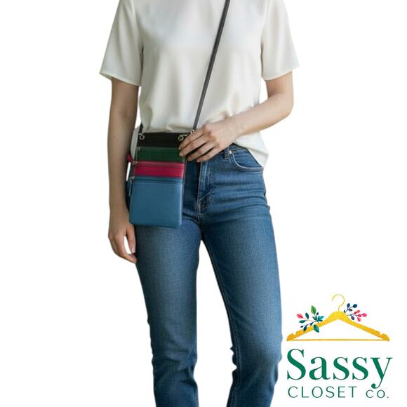 Mywalit Colorblock Crossbody Bag Nappa Leather Adjustable Strap NWOT Compact OS - Picture 1 of 5